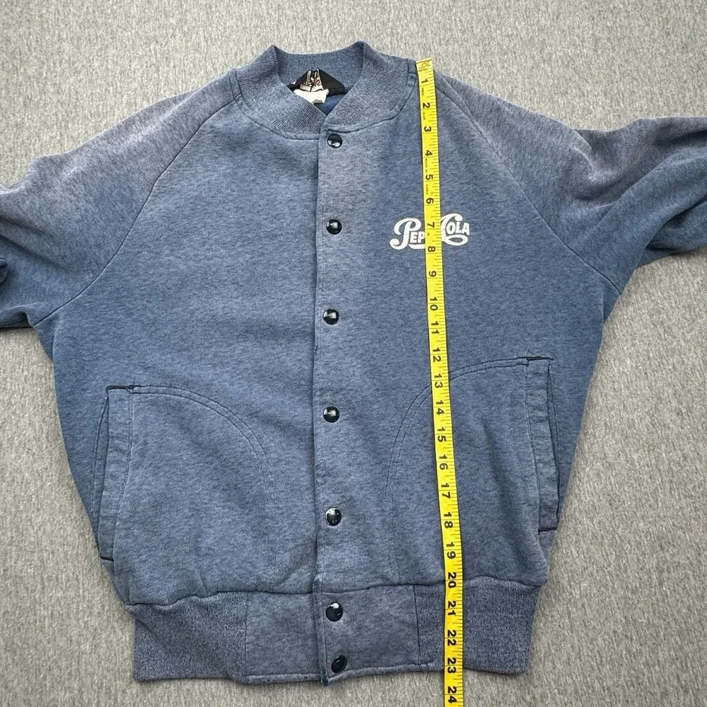 Pepsi-Cola Snap Button Jacket Men's Size‎ M Navy Blue Vtg Sportsmaster USA Faded